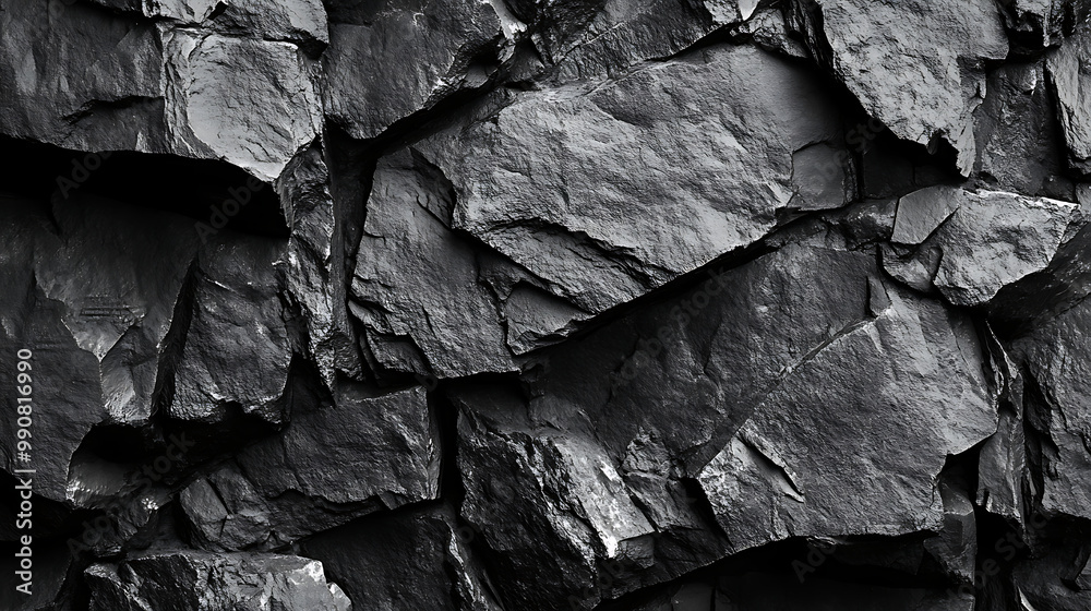 A black and white rough stone texture with rugged surfaces and varying shades of grey A black and white rough stone texture with rugged surfaces and varying shades of grey