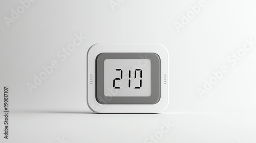 A white digital clock displays the time 2:19 against a white background.