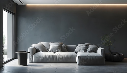 Serene Dark Slate Gray Backdrop with Gentle Illumination for Creative Design Endeavors photo