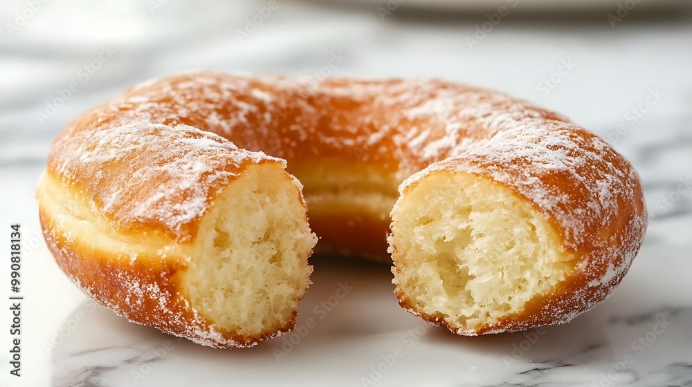 A Doughnut Split in Two, Ready to be Devoured A Doughnut Split in Two, Ready to be Devoured