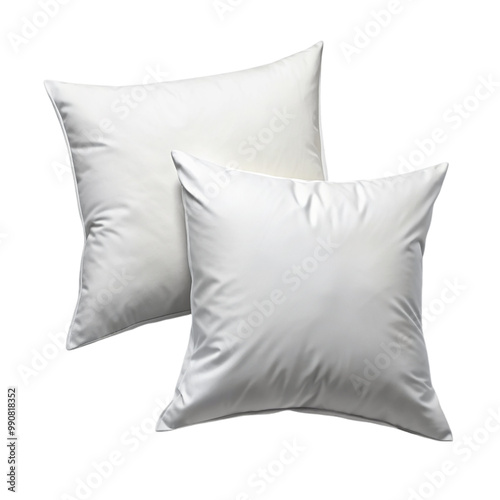 White pillows top view Isolated on transparent background.