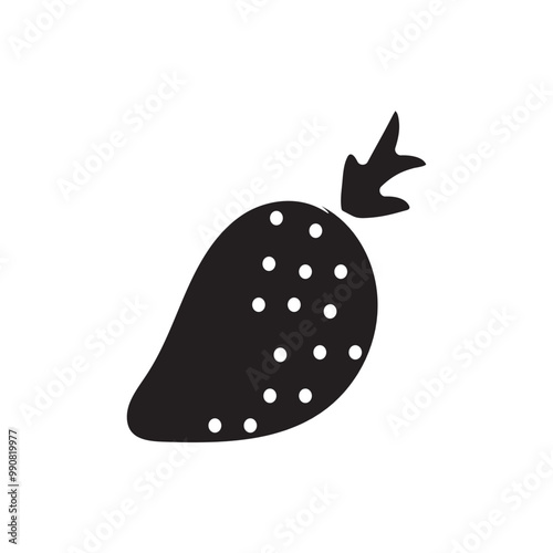 Hand-drawn stawberri silhouette, Fruit silhouette