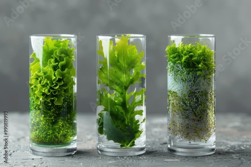 Marine extracts displayed with sea plants and algae.