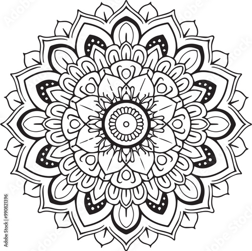 Floral flower mandala outline vector for coloring pages, attractive and simple mandala design.