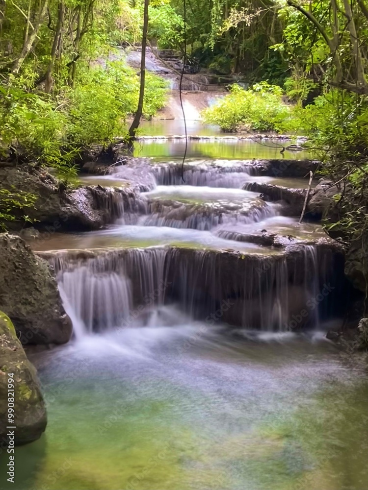 waterfall in the forest -Erawan Waterfall waterfall in the forest -Erawan Waterfall