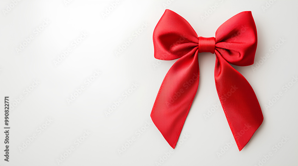 Red ribbon bow is on a white background Red ribbon bow is on a white background