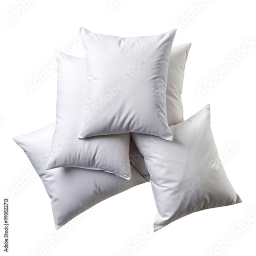 White pillows top view Isolated on transparent background.