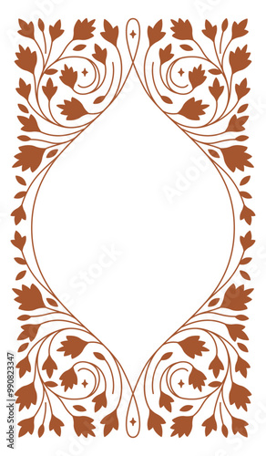 Vector design element and illustration in simple linear style - boho arch logo design element and frame for social media stories and posts, square border with ornament and copy space for text
