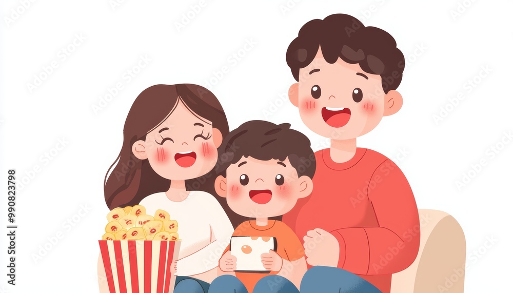 A family watching a movie together, cuddled on the couch for a cozy Sunday evening, Sunday movie night, family bonding A family watching a movie together, cuddled on the couch for a cozy Sunday evening, Sunday movie night, family bonding