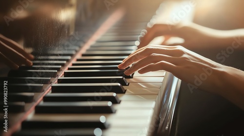 A woman's hands play a piano.