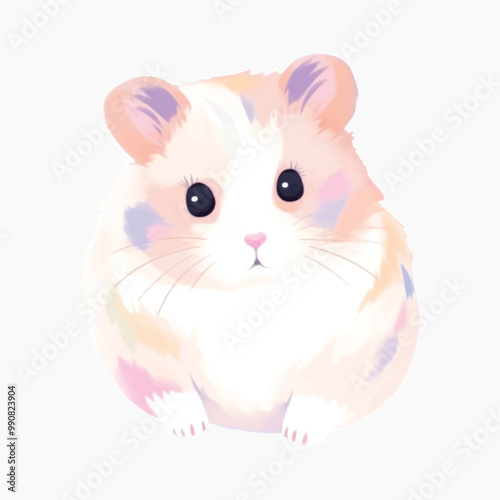 Cute pastel-colored cartoon hamster