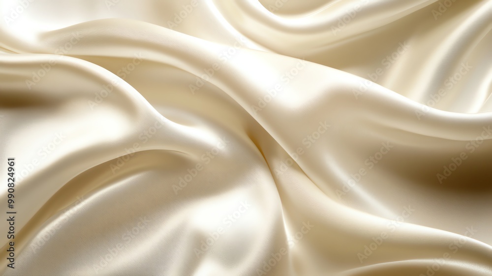 Abstract close-up of smooth, rippling fabric in a pale ivory color. Abstract close-up of smooth, rippling fabric in a pale ivory color.