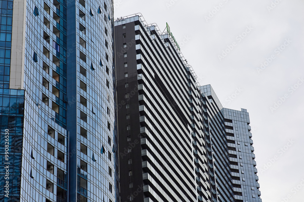 Modern office building. Architectural detail of modern building. Business concept of successful industrial architecture. Modern office building. Architectural detail of modern building. Business concept of successful industrial architecture.