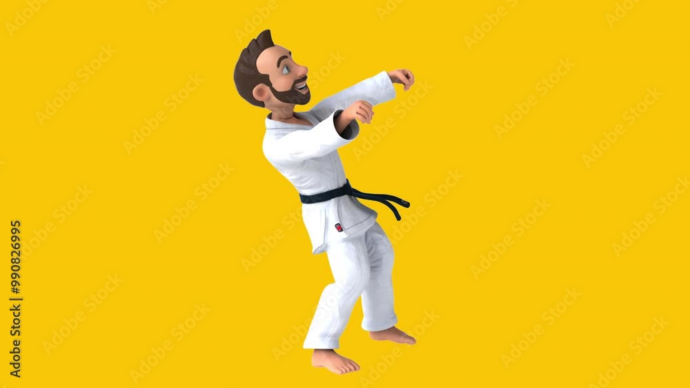 Fun 3D cartoon karateka animation (with alpha channel included)