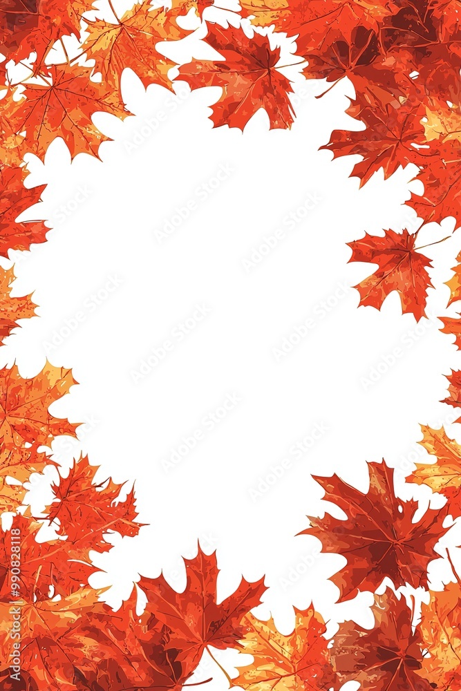 Autumn leaves frame with white background leaves and copy space. Ai Generative Autumn leaves frame with white background leaves and copy space. Ai Generative
