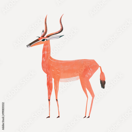 Stylized antelope illustration, minimalist design