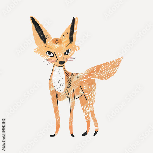 Cute illustrated fox standing