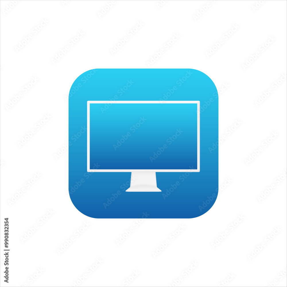 Desktop icon for mobile application in blue modern style with gradient. New monitor logo for app. Desktop icon for mobile application in blue modern style with gradient. New monitor logo for app.