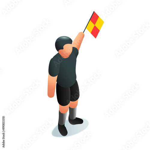 Referee Poses - Throw-In for defender - Isometric vector illustration