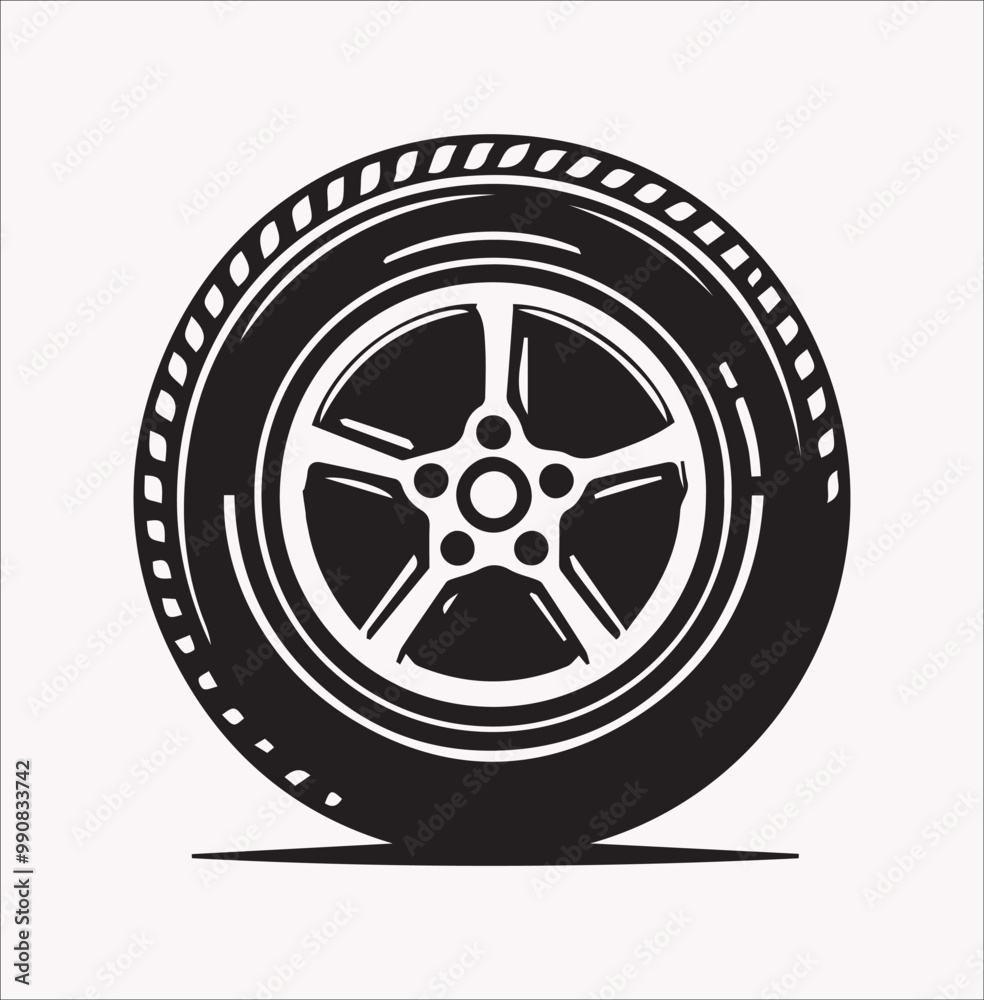 car tire vector icons silhouette on a white background car tire vector icons silhouette on a white background