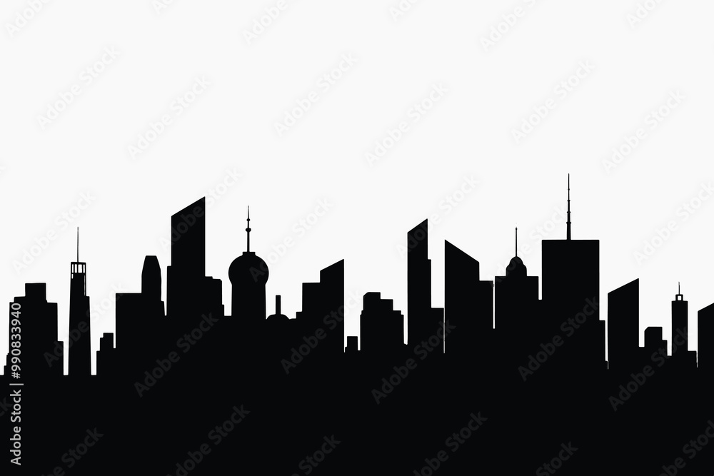 Naklejka premium Modern city skyline silhouette illustration
