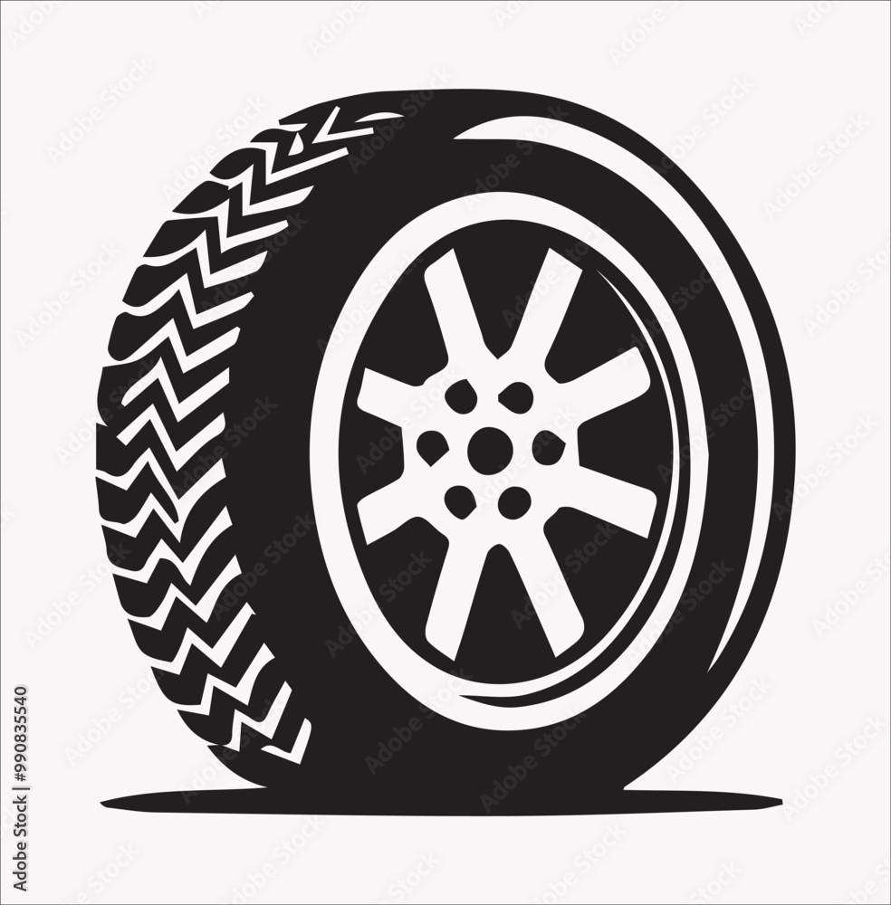 Fototapeta premium car tire vector icons silhouette on a white background