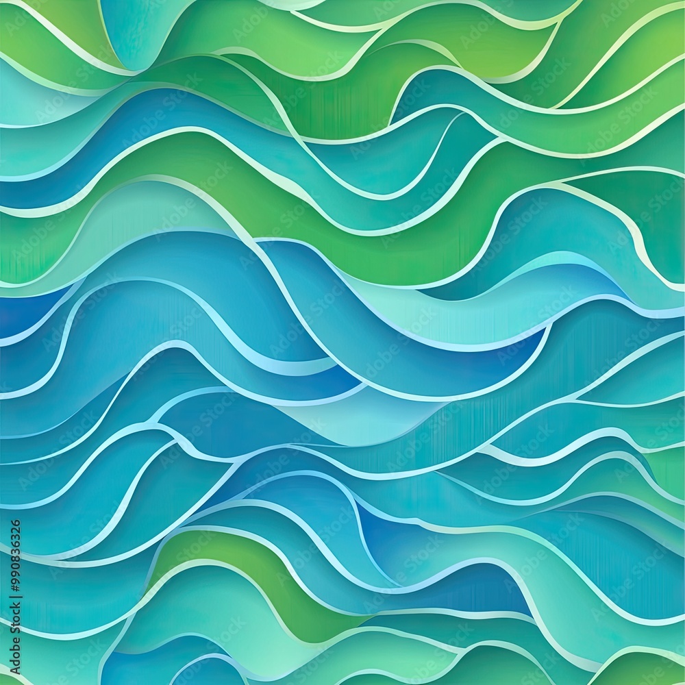 A vibrant abstract design featuring layered waves in varying shades of blue and green, creating a flowing and dynamic visual effect. A vibrant abstract design featuring layered waves in varying shades of blue and green, creating a flowing and dynamic visual effect.