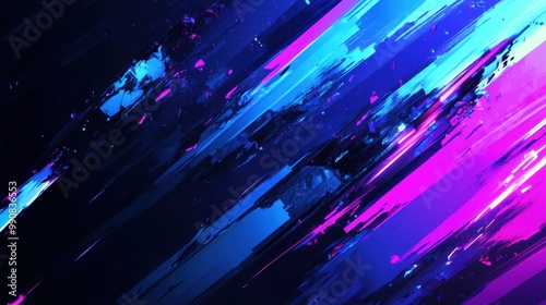 A dynamic abstract composition featuring intersecting lines of vibrant blue and pink light against a dark background. The image evokes feelings of energy, movement, and futuristic technology.