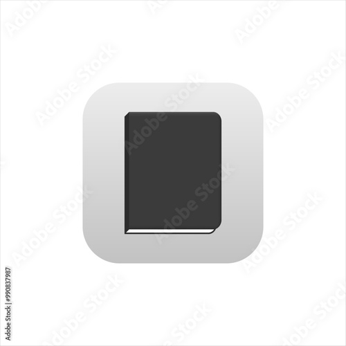 Icon of book application in gray color with gradient for mobile phone. Modern book logo.