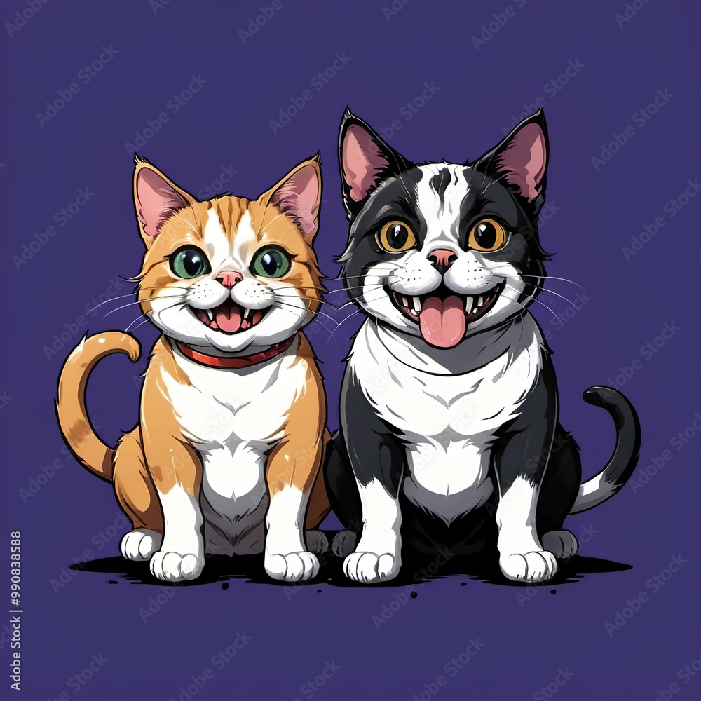 Obraz premium cat and dog cartoon