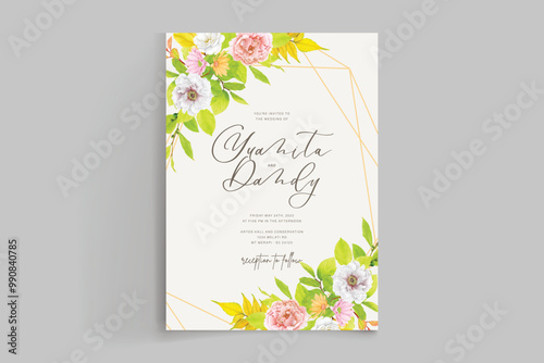 floral ornament wedding invitation card design