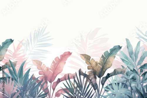 Tropical pastel botanical foliage background