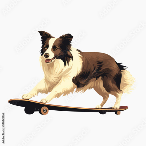 Dog skateboarding fun illustration