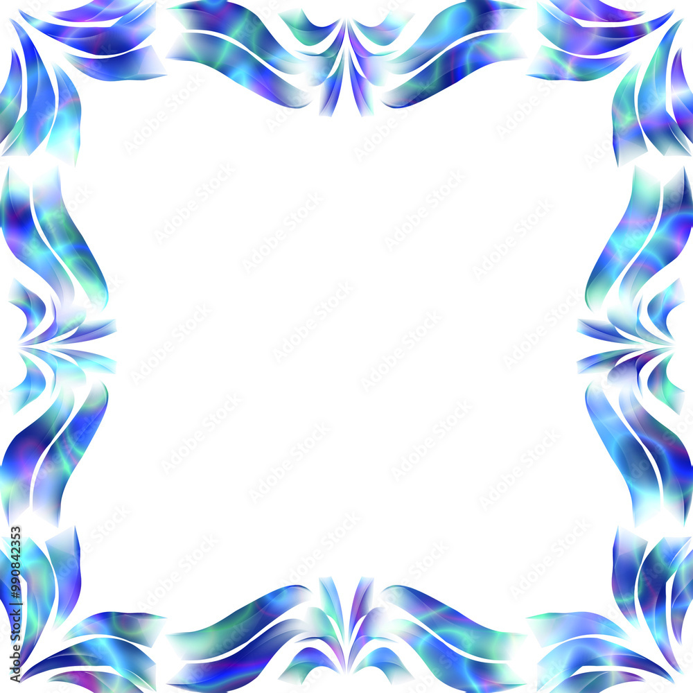 Fototapeta premium A stunning neon Christmas frame with intricate swirls and elegant patterns, perfect for a festive greeting card