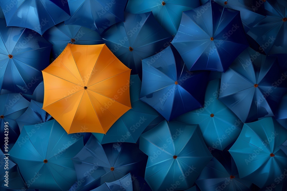 Obraz premium Umbrella, stand out from the crowd, leadership