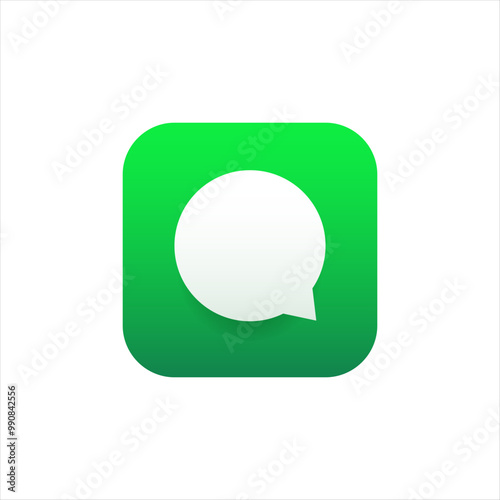 Message icon for mobile application in green modern style with gradient. New mail logo.