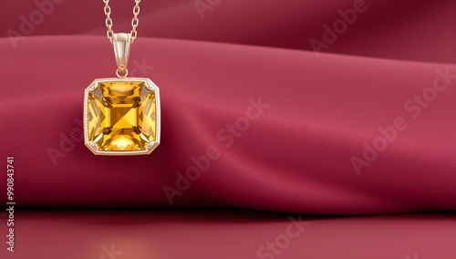Rose Gold Citrine Pendant:  Elegant Gemstone