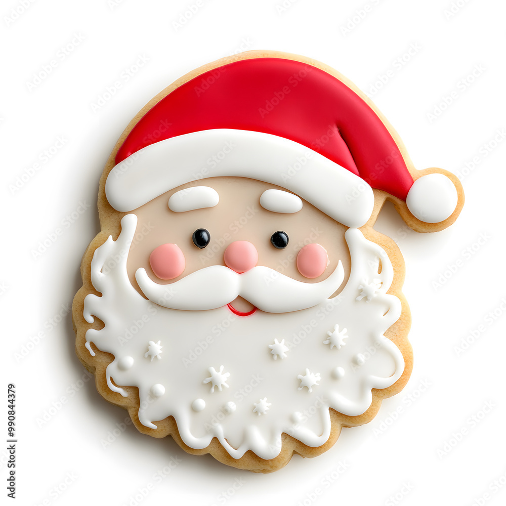 Fototapeta premium Holiday Christmas Santa Claus Cookie top view isolated on white