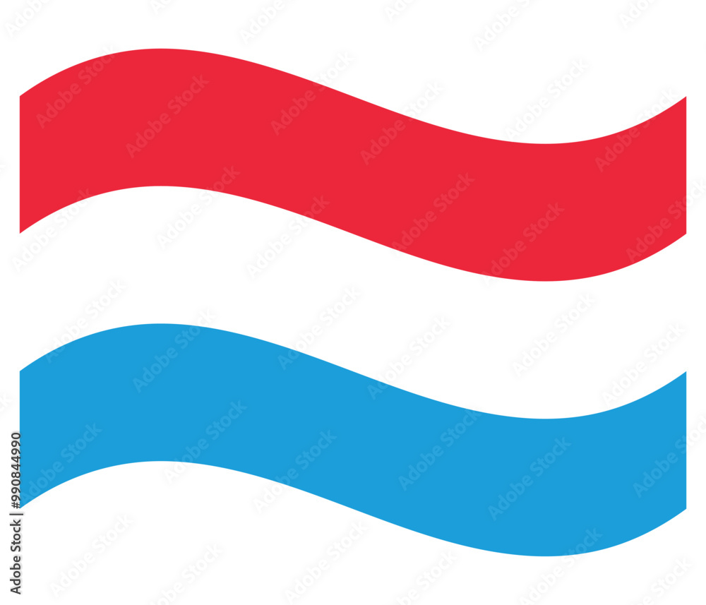 Waving Flag of Luxembourg on White Background. Vector Illustration