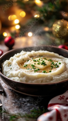 Savor creamy mashed potatoes with butter and chives, ideal for the holidays!