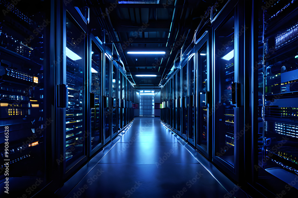 server rack in a data center server rack in a data center