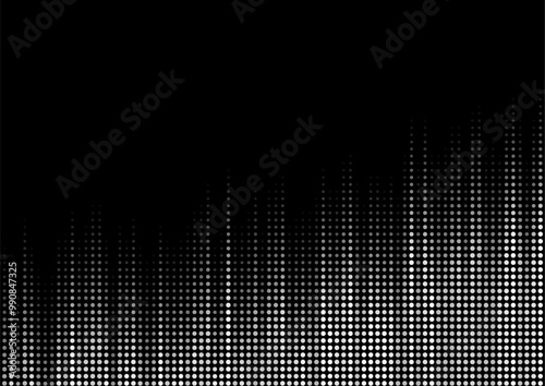 Abstract black white growing financial graph chart background. Vector dotted lines tech design