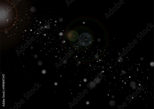 Particles of the Milky Way in space with silver dust, abstract vector background