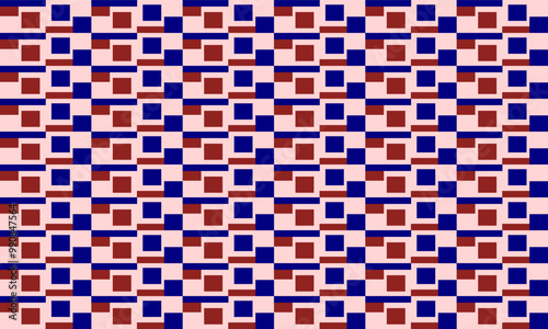 Pink abstract background with squares of red blue rectangle block strip seamless repeat pattern, replete patter image design for fabric printing or wallpaper or wrap package print fuzzy