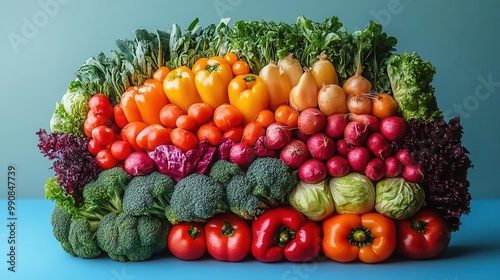 surreal brainshaped arrangement of vibrant vegetables vivid colors artistic food photography healthy eating concept photo