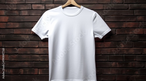 White T-Shirt Mockup on Brick Wall photo