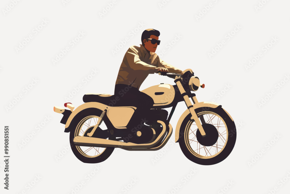 Fototapeta premium Vintage motorcycle rider illustration