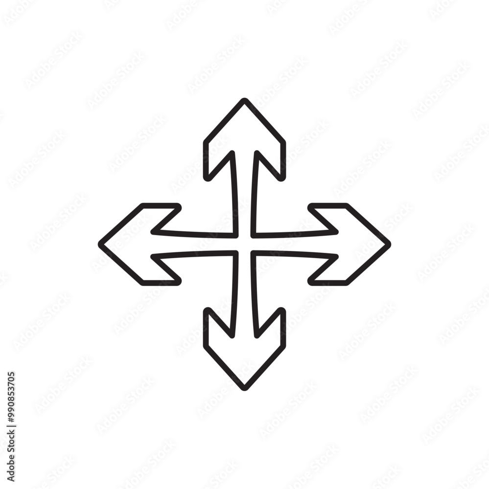 four direction arrow icon, line vector isolated on white background. trendy and modern design four direction arrow icon, line vector isolated on white background. trendy and modern design