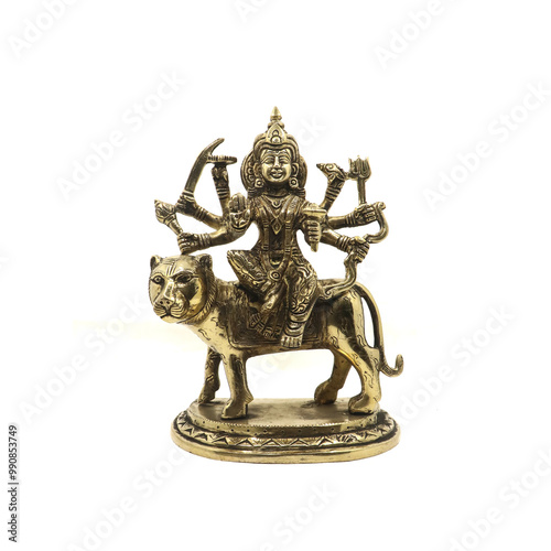 statuette of a hindu deity goddess kali durga devi isolated in a white background photo