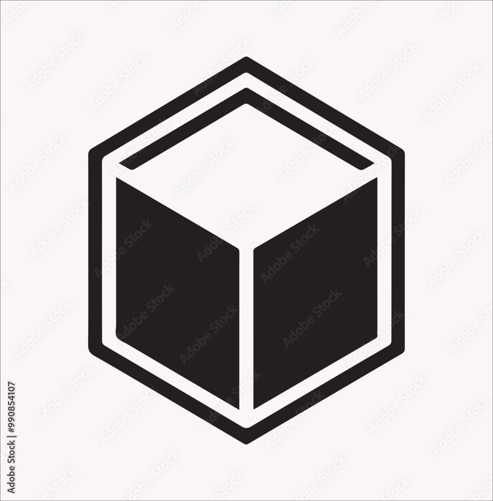 Cube icon Vector silhouette illustration icon on a white background Cube icon Vector silhouette illustration icon on a white background